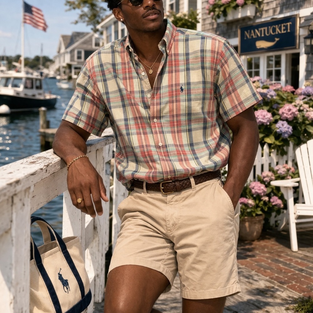 Polo Ralph Lauren Madras Plaid Shirt Mens XL Short Sleeve Button Down Preppy